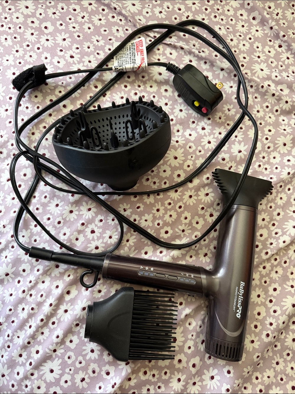 BaByliss nano titanium Hair Dryer Set in Metallic Gray and Black BRAND NEW